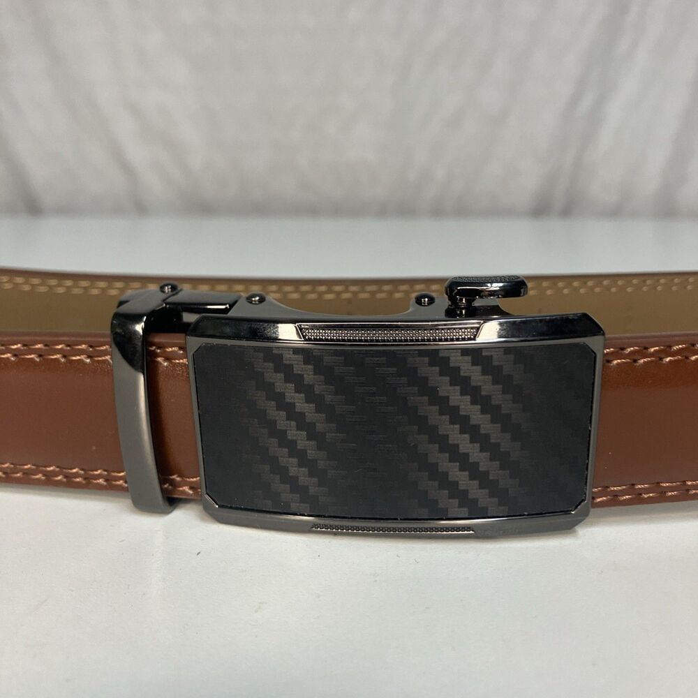 Chaoren Men’s Belt Leather Belt Ratchet Customizable Fit Medium Brown